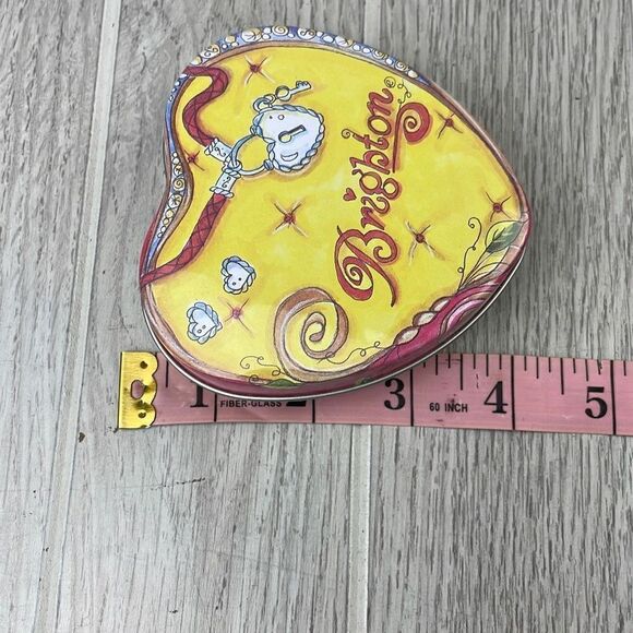 Brighton Metal Tin Yellow Locket  Designed Trinket Jewelry Gift Box - Picture 4 of 4